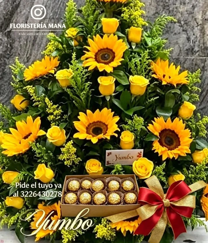 Arreglo Girasoles con Ferrero